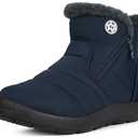 Eagsouni Snow Boots Womens Winter Ankle Boots Ladies Warm Fur Lined Booties Thickening Shoes Zip Flat Sneakers Outdoor Booties High Top Blue, US 10, 42 EU