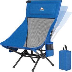 Armless Rocking Camping Chair for Adults, Portable Folding Outdoor Rocker with Spring-Action Technology, Heavy Duty Mesh Camp Chair for Fishing, Tailgating & Picnic, Supports up to 500 lbs, Blue