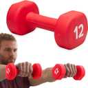 Gaiam Dumbbell Hand Weight (Sold in Singles) - Neoprene Coated Exercise & Fitness Dumbbell for Home Gym Equipment Workouts Strength Training Free Weights for Women, Men (12-Pound, (E) Red | 12-Pound) 1 PAck