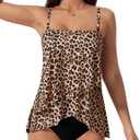 SUUKSESS Women Tummy Control Tankini Swimsuit Ruffle High Waisted Bathing Suit (M)