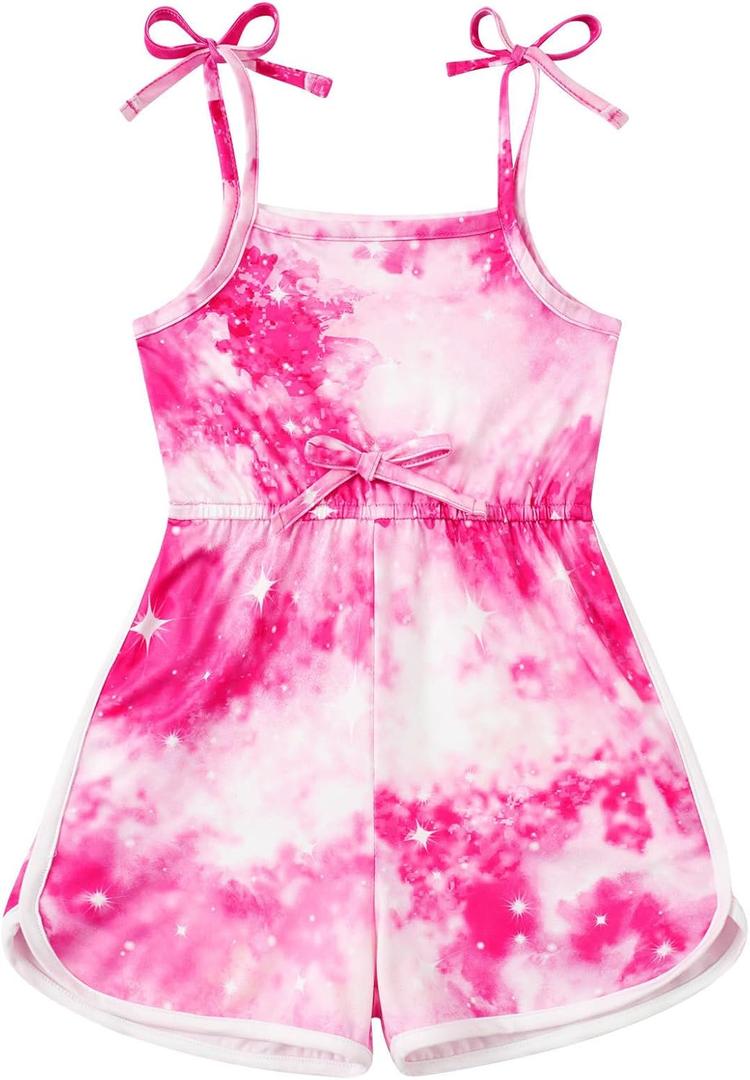 Toddler Girls Romper Sleeveless Adjustable Tie-Up Strap Short Jumpsuits Summer Clothes 5-6 Years