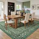 Lofus Green Boho Floral Rug 9x12, Washable Large Living Room Area Rugs