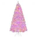 7-ft 500 LED Light Flocked Artificial Christmas Tree Hinged with 1200 Branch Tips