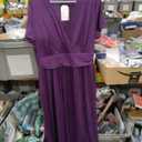 ANRILITA Women's 2026 Wrap V Neck Maxi Dress Short Sleeve Empire Waist Flowy Summer Long Dresses with Pocket Casual for Beach, Purple, XL