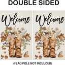 Welcome Fall House Flags for Outdoor Decoration, Thanksgiving Boots with Maple Leaves Flowers Large Yard Flag, Decorative Autumn Seasonal Farmhouse Holiday Outside Decor 28x40 Inch Vertical Double