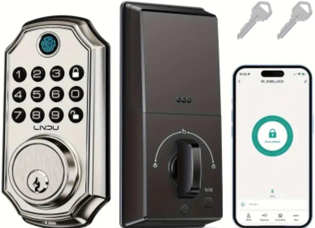 Lock and Solver Smart Locks EO2 Door Lock with Fingerprint, Keypad Entry, Mobile App Control, Digital Deadbolt Lock Set