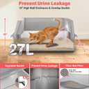 Stainless Steel Litter Box, XL Metal Litter Box with High Sides Lid, Extra Large Cat Litter Boxes for Big Cats, Anti-Urine Leakage, Non-Sticky, Easy Cleaning, Include Mat & Scoop