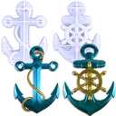 2 Set Boat Anchor Wall Hanging Silicone Resin Mold Anchor Shaped With Steering Wheel Epoxy Silicone Casting Mold Ship Anchor For Wall Decoration Office Living Room, 3D DIY Handmade Home Display Crafts