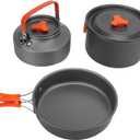 Bulin Camping Cookware Portable Lightweight Cooking Set Aluminum Non Stick Camping Pans and Pots with Kettle for 2-3 People for Outdoor Camping Hiking Backpacking Picnic 