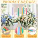Baquler 24 Pcs 11'' Pastel Flameless Taper Candles Colorful LED Candle Sticks Colored Battery Operated Candle Pink Plastic Flickering Candlestick for Easter Wedding Birthday Dinner Table Party Decor