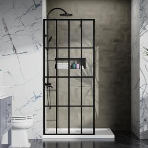 Goodyo 34" X 72" Shower Door Clear Tempered Glass Framed Shower Screen Walk-in Black Finish