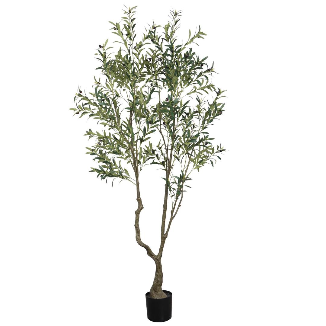 Aurlan 7.55ft Artificial Olive Tree, Faux Olive Tree with Lifelike Fruits, 90.55in Fake Olive Tree with Sturdy Plastic Pot, Artificial Plants for Office Home Living Room Indoor Outdoor Decor