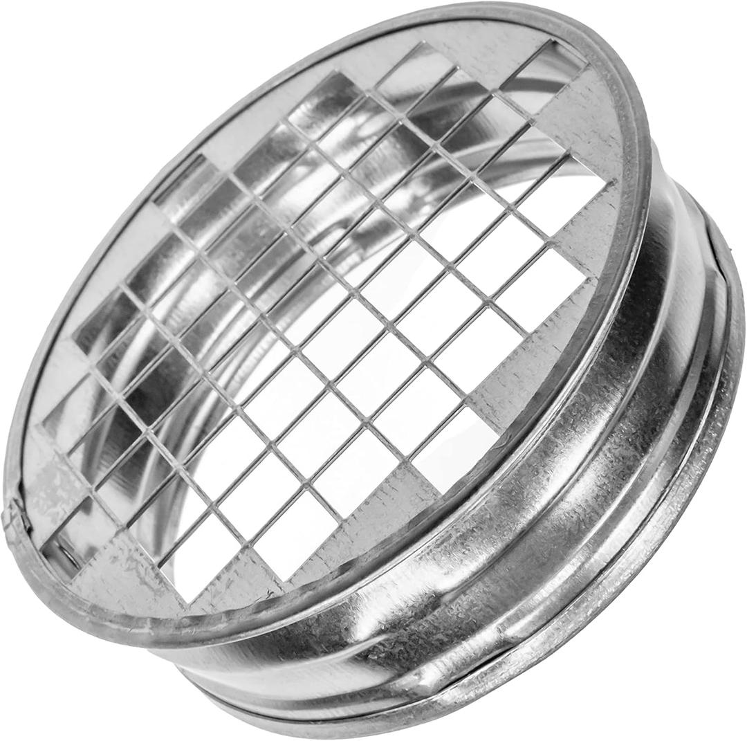 Vent Systems 4 Inch Galvanized Steel Round Vent Cap Heavy-Duty with Built-in Protective Mesh Screen For Dryer Vents, Exhaust Pipes, and Round Ducts Closure Fitting for Indoor and Outdoor Use