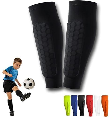 Soccer Shin Guards Shin Pads for Kids Youth Adult, Ski Shin Guards Calf Compression Sleeve with Honeycomb Pads, Lightweight Calf Protective Gear for Football Soccer (Black, Large)