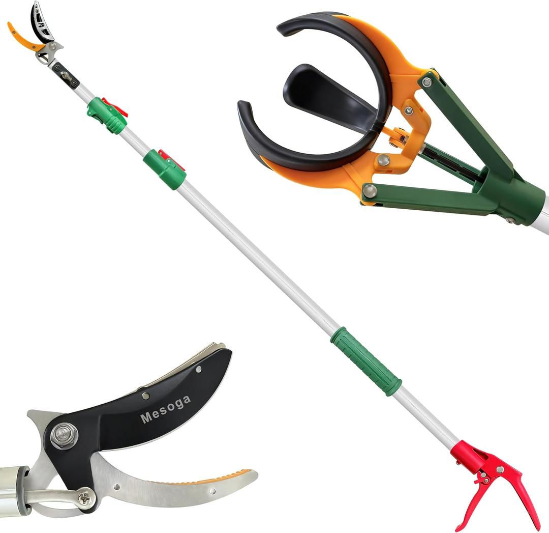 2-in-1 Fruit Picker with Tree Trimmer Pole Garden Tool, 4.6-7.2FT