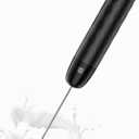 Maestri House Rechargeable Milk Frother, LunaFro Mini Handheld Electric Foam Maker Detachable Stainless Steel Whisk Drink Mixer Foamer Mini Blender for Matcha, Lattes, Cappuccino, No Stand (Black)