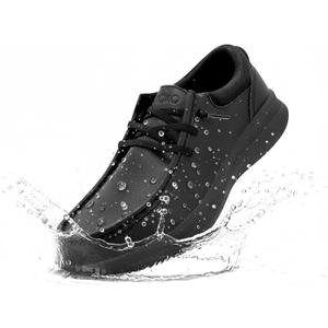 Work Shoes Water Resistant Walking Sneakers Zapatos Trabajo Waterproof for Food Service Chef Kitchen (10 Wide, Fk01 | Black)