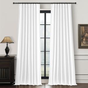 100% Blackout Elegant Curtains 95 Inch 2 Panel Set for Living Room/Sunroom Thermal Insulated Custom Curtains for Windows Boho Farmhouse Drapes Office Hook Belt Pleated/Back Tab BrightWhite