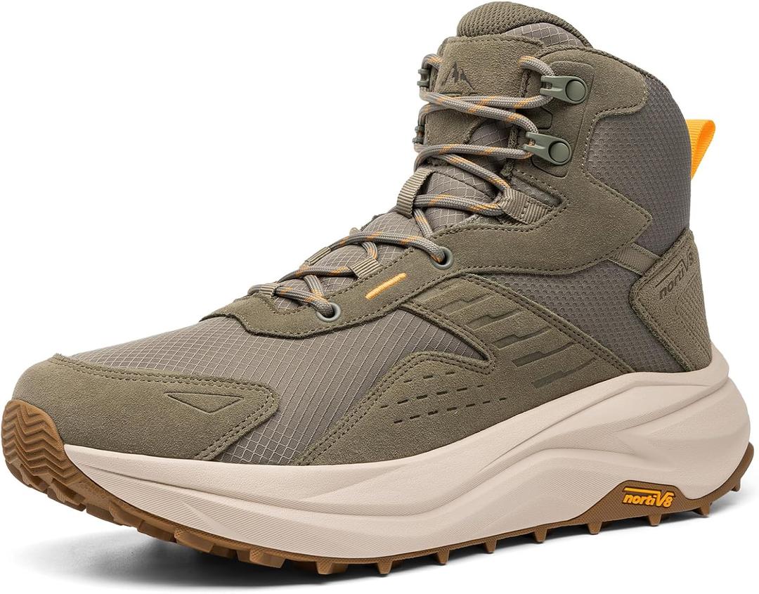 NORTIV 8 Men's Wide Toe Box Hiking Boots Low Drop Waterproof Outdoor Trekking Camping Shoes Katahdin (11, Olive)