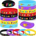 Bucherry 60 Pcs Mexican Fiesta Rubber Bracelets Cinco De Mayo Silicone Wristbands Fiesta Party Mexican Bracelets Cactus Maracas Stretch Wristband for Adults Birthday Party Favors Goodie Bag Stuffers