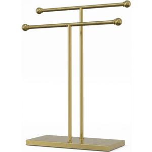 15” Standing Hand Towel Holder with Heavy Base Gold Towel Rack for Bathroom Vanity Countertop Stainless Steel Towel Holder Free Standing Towel Ring Hardware Accessories