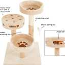 Cat Tree - 3-Tier Tall Cat Tower Condo with 2 Napping Perches, Sisal Rope Scratching Post, Hanging Mouse and Interactive Wheel Toy by PETMAKER (Beige), 27.5"