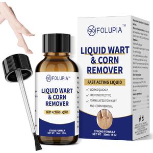 Maximum Strength Wart Removal Liquid  Fast Acting Freeze Off Solution for Common, Flat & Plantar Warts, Corns & Calluses  Skin Tag Remover and Compound W Formula with Acido Salicilico