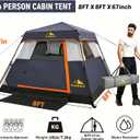 3/4 Person Camping Tent with 1 Door, 4 Windows, and Upgraded Ventilation– Instant Setup, Waterproof, 8'x 8'x 67''Oxford Fabric Floor Pop Up in 60 Seconds Includes Rainfly and Backpack