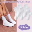 Girls Socks Kids Cotton Socks Pink Crew Athletic Socks with Hearts & Stripes 5 Pairs (Large)