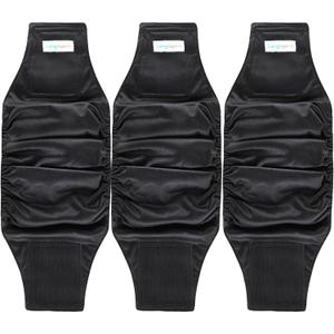 Langsprit Male Belly Bands for Dogs (Pack of 3) - High Absorbing Dog Wraps Male Washable - Reusable Dog Diapers (Black, X-Small)