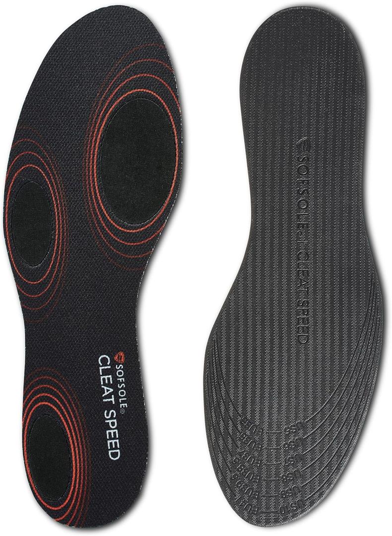 Sof Sole Cleat Speed Insole Slim Profile, Anti-Slip Friction Pads for Faster Cuts, Custom Fit, Enhanced Performance in Football, Soccer, Lacrosse, and Baseball Cleats Moisture-Wicking (Men's 7-13)
