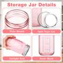CARBLIN 2 Pack Mason Jars 32 oz, Wide Mouth Canning Jars with Airtight Lids, Glass Pint Jars with Bands Labels Brush, Large Storage Quart Jars for Jam Fermenting Preserving - Pink