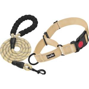 haapaw Martingale Dog Collar with Quick Release Buckle Reflective Dog Training Collars for Medium Dogs (Beige)