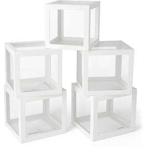 Transparent Baby Boxes for Baby Shower Decorations, 5pcs Balloon Boxes with 78 Letters for Gender Reveal, Measure Box for Bride Shower Birthday Wedding Graduation Easter Party Backdrop Decor(5PCS)