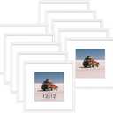 12x12 Picture Frame Sef of 10, Display Pictures 8x8 with Mat or 12 x 12 Without Mat, Photo Frame Collage for Wall Gallery Decor, Wall Mounted, White