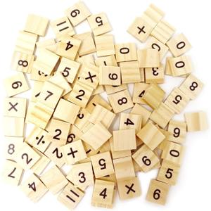 Honbay 100PCS Wooden Scrabble Tiles Numbers Symbols Tiles for Craft Projects, Games, Early Childhood Education
