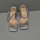 ISNOM Clear Rhinestone Heels for Women, Comfortable and Sassy, Suitable for All Occasions (9.5, Bow Silver)