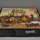 Western Saloon Building Set with LED Light, Wild West Building Block Toy 1727 PCS, Old West Construction Model with Horse Stable Cowboy Hat, House Building Kit Gift for Adults Teens 12+