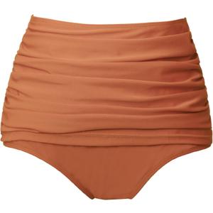 COCOPEAR Women's High Waisted Full Coverage Bikini Bottom Ruched Bathing Suit Bottoms for Women Tummy Control Swim Bottoms (Medium, Light Orange)