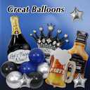 Blue and Black Happy Birthday Decorations for Men,Birthday Decorations with Banner, Fringe Curtains,Foil Balloons, Balloon Kits for 21st,25th 27th 30th 35th 40 50 60th Birthday Decorations