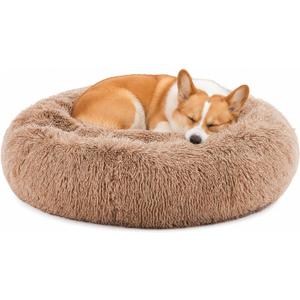 DUMOS 30.7 Inch Large Donut Dog Bed for Indoor Use, Fluffy Faux Fur Plush