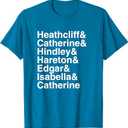 Emily Bronte Wuthering Heights Character List T-Shirt, Size M