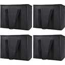 4-Pack Insulated Reusable Shopping Grocery Bags, X-Large Soft Cooler Bag Insulated, Boadon Collapsible Grocery Shopping Tote Bags for Food Delivery, Portable Softside, Black
