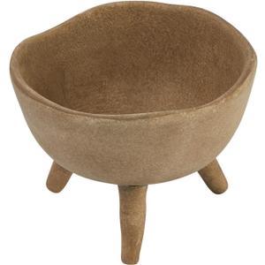 Creative Co-Op Boho Terracotta Footed Planter with Organic Edge, Matte Taupe (4")