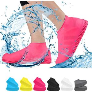 Waterproof Shoe Covers, Non-Slip Water Resistant Overshoes Silicone Rubber Rain Shoe Cover Outdoor cycling Protectors apply to Men, Women, Kids (Medium, Pink)