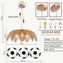 Farmhouse Chandeliers for Dining Room, 3-Light Rattan Boho Chandelier Light Fixture Hand Woven Wicker Pendant Light 24", Coastal Hanging Pendant Light for Kitchen Island Bedroom Living Room, 24in