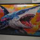 Large Shark Wall Art, Oversized Banksy Graffiti Ocean Shark Pictures Wall Decor, Sea Nautical Animal Canvas Prints Painting, Extra Sealife Framed Artwork for Living Room Bedroom Office Bathroom Corridor 60"x 30"