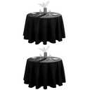 VidaFete 2 Pack 108inch Round Tablecloth Polyester Table Cloth, Stain Resistant and Wrinkle Polyester Dining Table Cover for Kitchen Dinning Party Wedding Round Tabletop Buffet Decoration (Black)