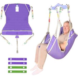 Universal Full Body Patient Lift Sling,Thickened Medical Sling for Transfer,Bed Positioning and Lifting,Transfer Sling for Elderly,Disabled,Bedridden-500LBS (Purple, Large)