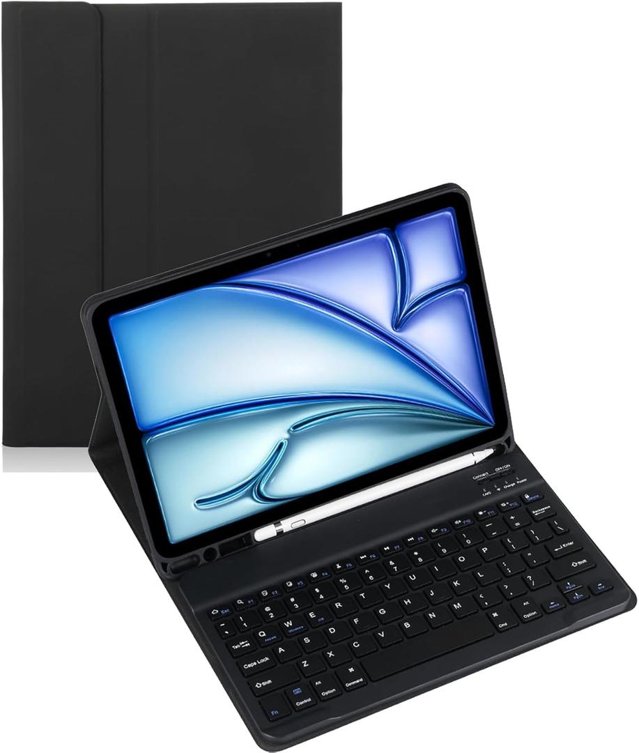 Keyboard Case for Samsung Galaxy Tab S10 Ultra 14.6inch SM-X926 Android Tablet Detachable Case with Keyboard, Fully Wrapped Leather Built-in Pen Holder (Black,Normal)